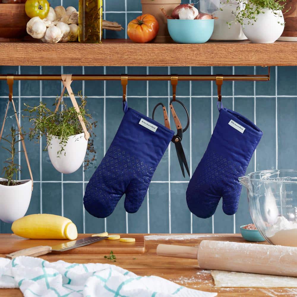 Asteroid Silicone Grip Cobalt Blue Oven Mitt Set (2-Pack) - Hercitys