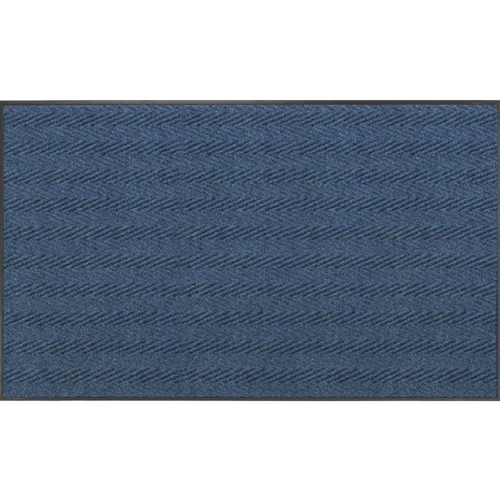Chevron Rib Slate Blue 4 ft. x 6 ft. Non-Slip Indoor Commercial Door Mat - Hercitys