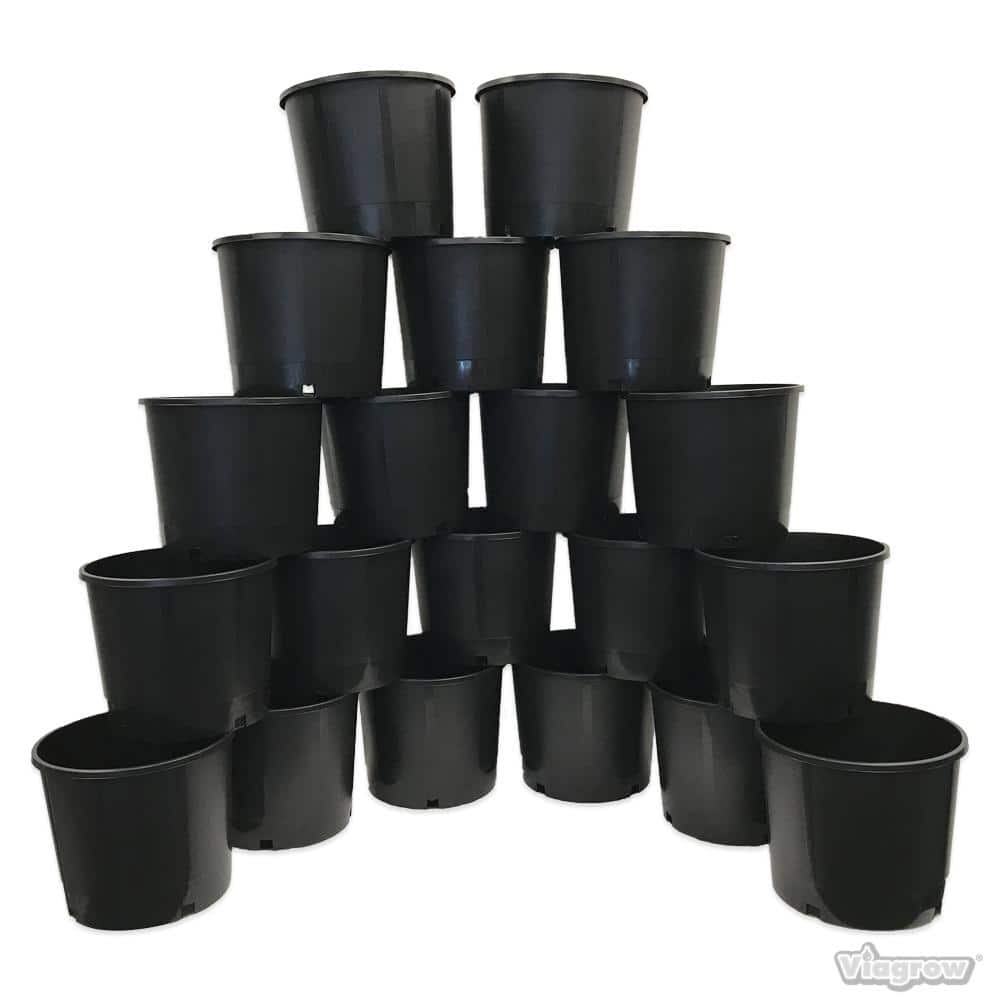 Heavy Duty Hydroponic 11 in. x 9.5 in. Black Black Plastic 3 Gallon Nursery Pots (20-pack) - Hercitys