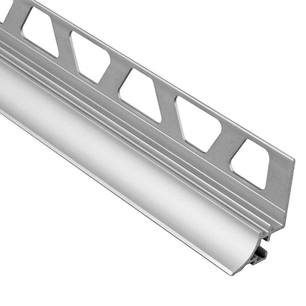 Dilex-AHKA Satin Anodized Aluminum 3/8 in. x 8 ft. 2-1/2 in. Metal Cove-Shaped Tile Edging Trim - Hercitys