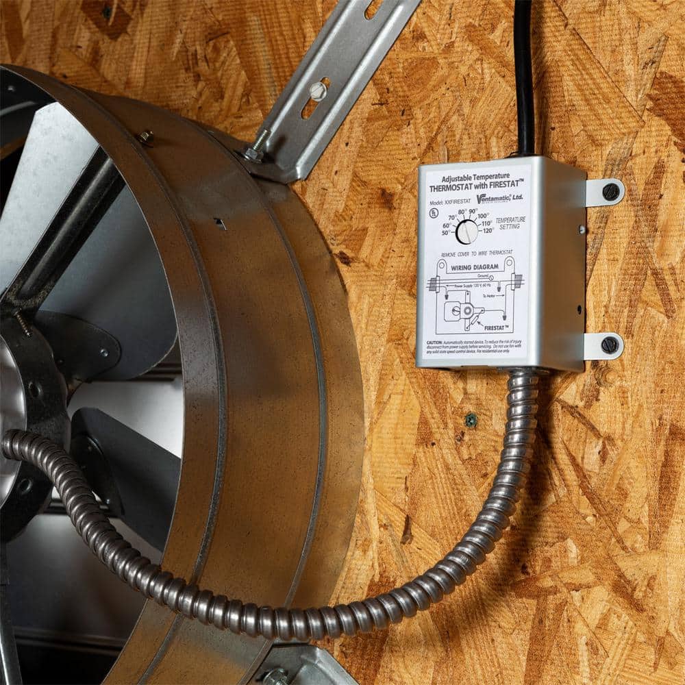Adjustable Thermostat with Firestat for Power Attic and Exhaust Fans - Hercitys