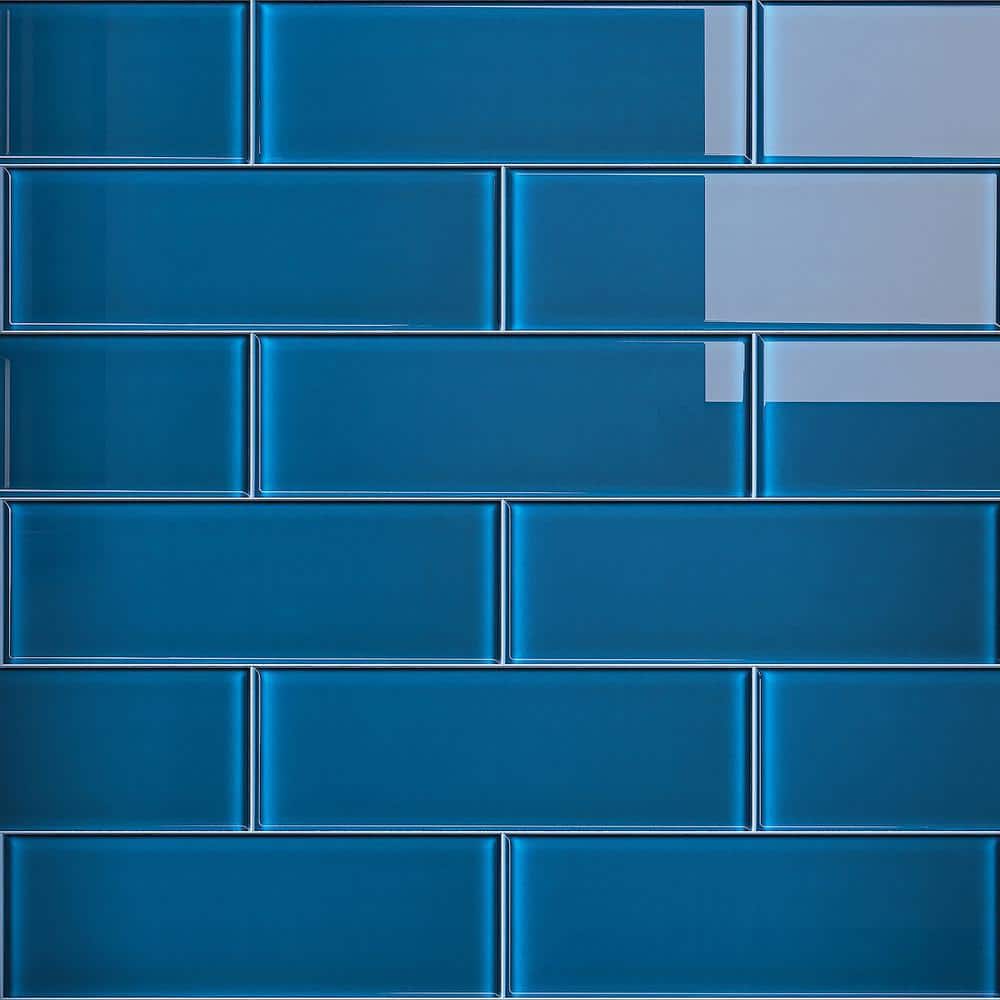 Crystile Turquoise 4 in. X 12 in. Glossy Glass Subway Tile (10 sq. ft./Case) - Hercitys