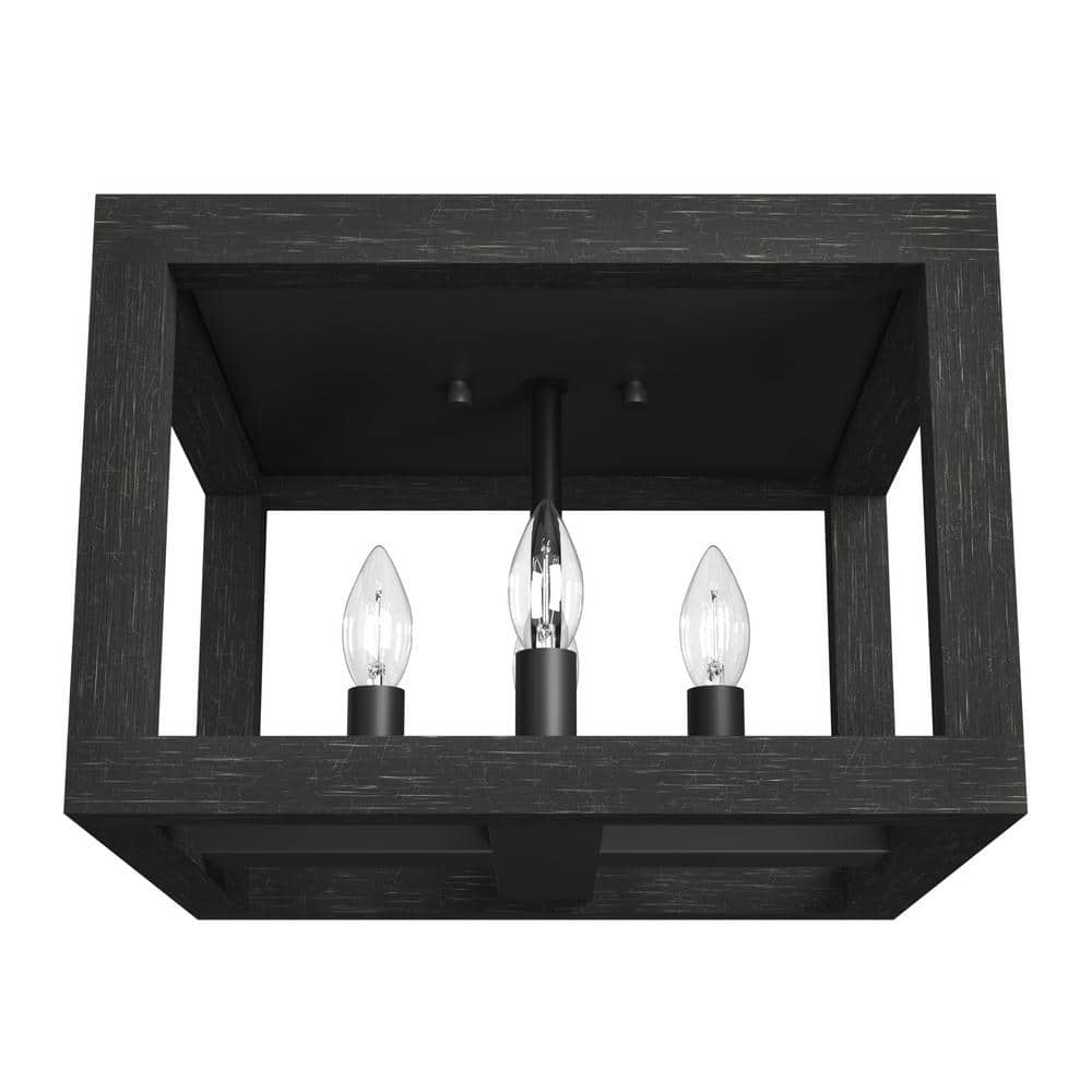 Squire Manor 12 in. 4 Light Matte Black Flush Mount Kitchen Light - Hercitys