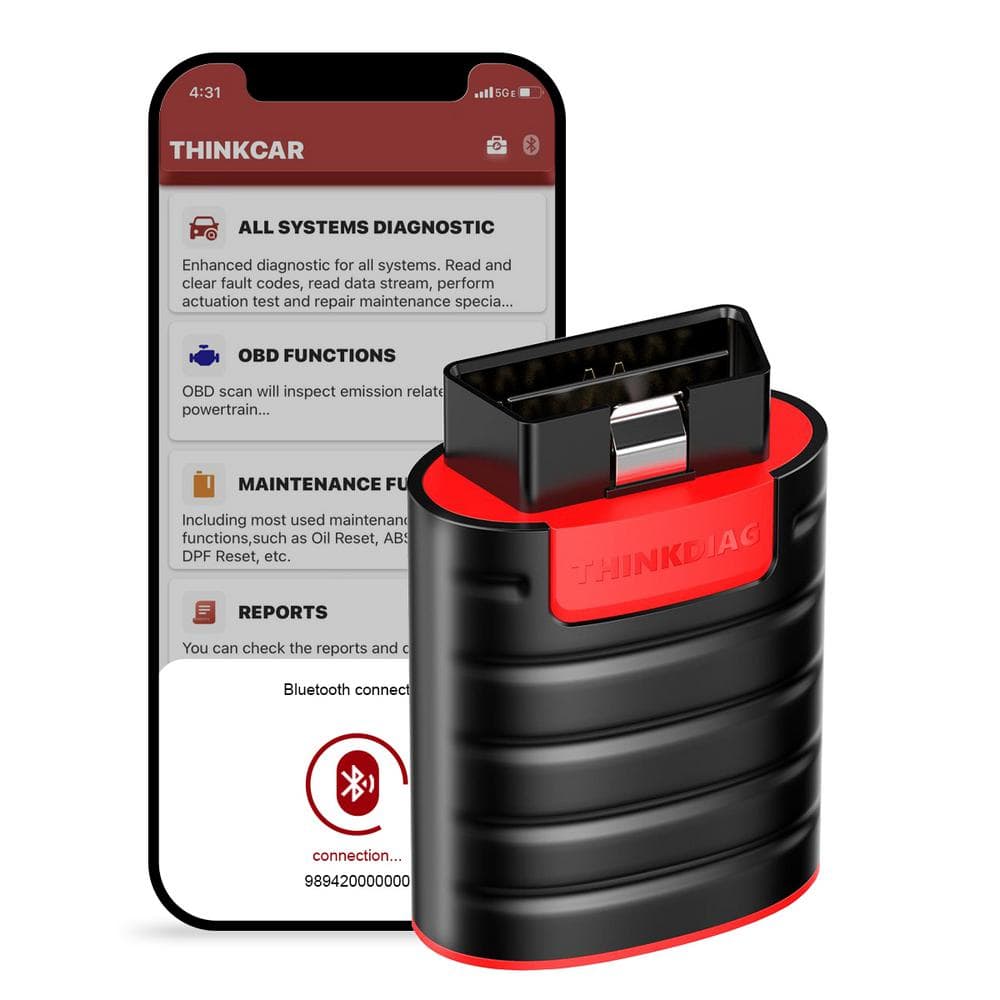 Thinkdiag OBD2 Bluetooth Dongle Full Systems Scanner with Bi-Directional, ECU Coding, 16 Special Functions and Resets - Hercitys