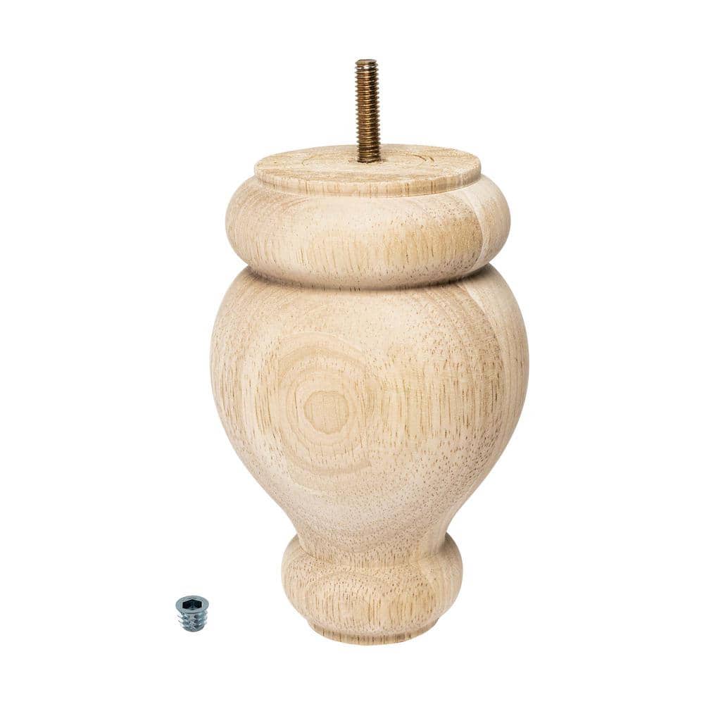 6 in. x 4 in. Stained Cherry Solid Hardwood Round Bun Foot - Hercitys