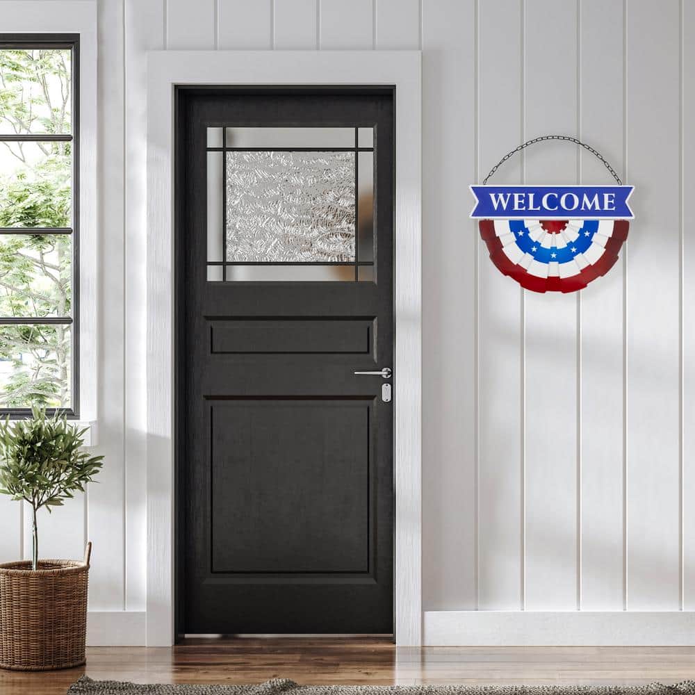 Americana Welcome Metal Wall Sign with Bunting – 19.5 in. - Hercitys