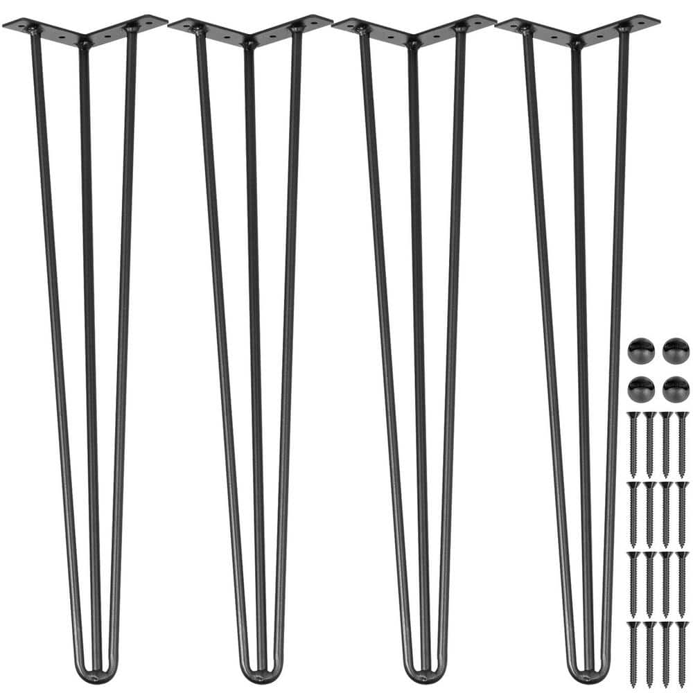 Hairpin Table Legs 16 in. Black Set of 4 Desk Legs Each 220 lbs. Load Capacity Heavy-Duty Furniture Legs for Bench Desk - Hercitys