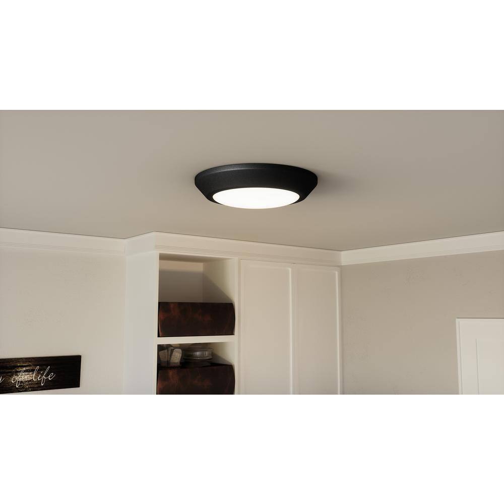 Verge 5.5 in. Earth Black LED Flush Mount with White Acrylic Shade - Hercitys