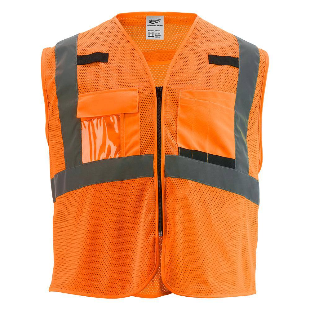 Small/Medium Orange Class 2 Polyester Mesh High Visibility Safety Vest with 9-Pockets - Hercitys