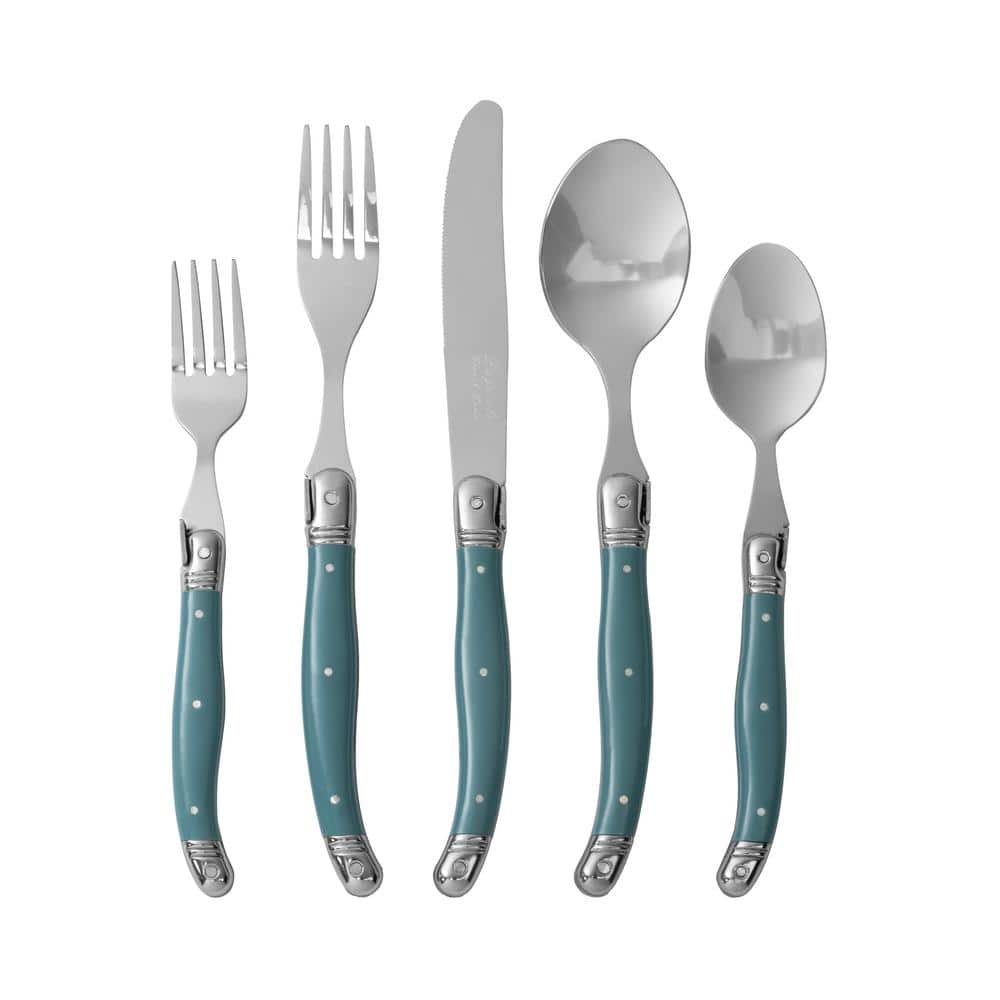French Home Laguiole 20-Piece Aegean Teal Stainless Steel Flatware Set (Service for 4) - Hercitys