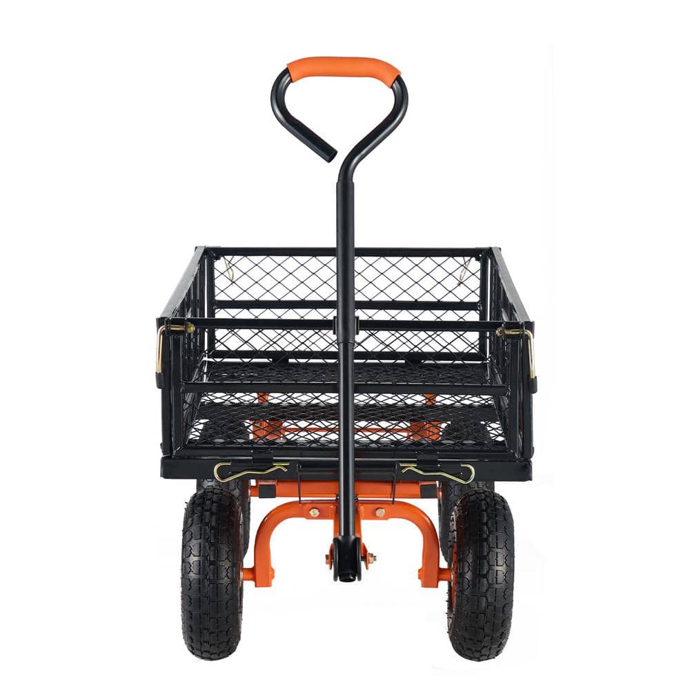 Dump Cart 3.2 cu. ft. Metal Garden Cart Frame Dump Wagon with 2 in 1-Convertible Handle - Hercitys