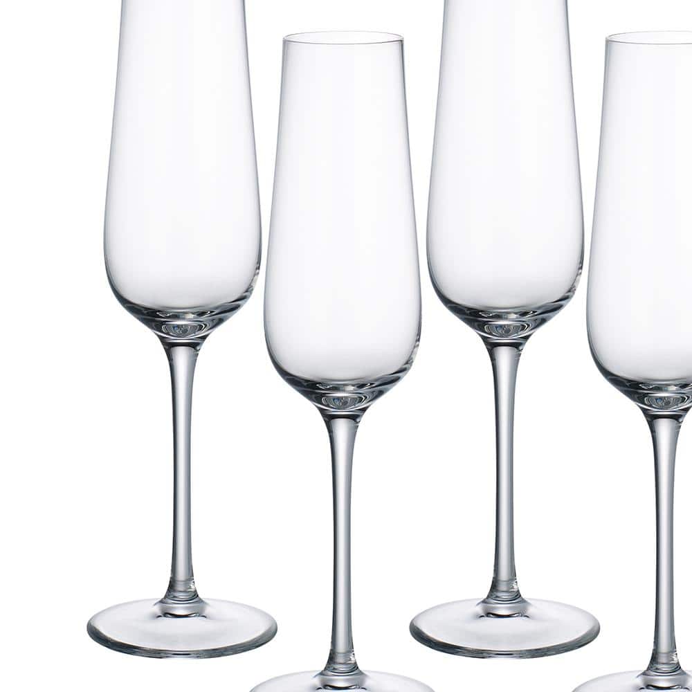 Purismo 9 fluid oz. Lead Free Crystal Champagne Glass (4-Pack) - Hercitys
