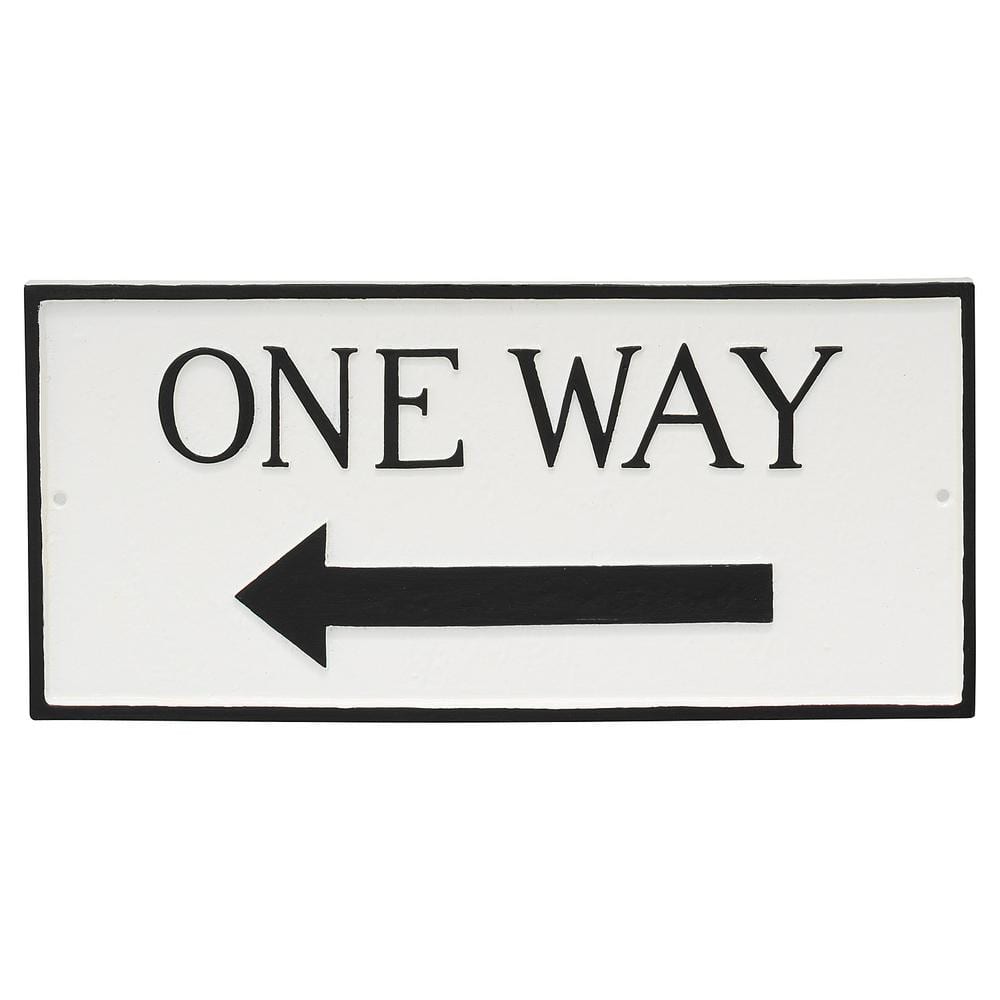 7.25 in. x 15.75 in. Standard Rectangle Left One Way Statement Plaque Sign – White/Black - Hercitys