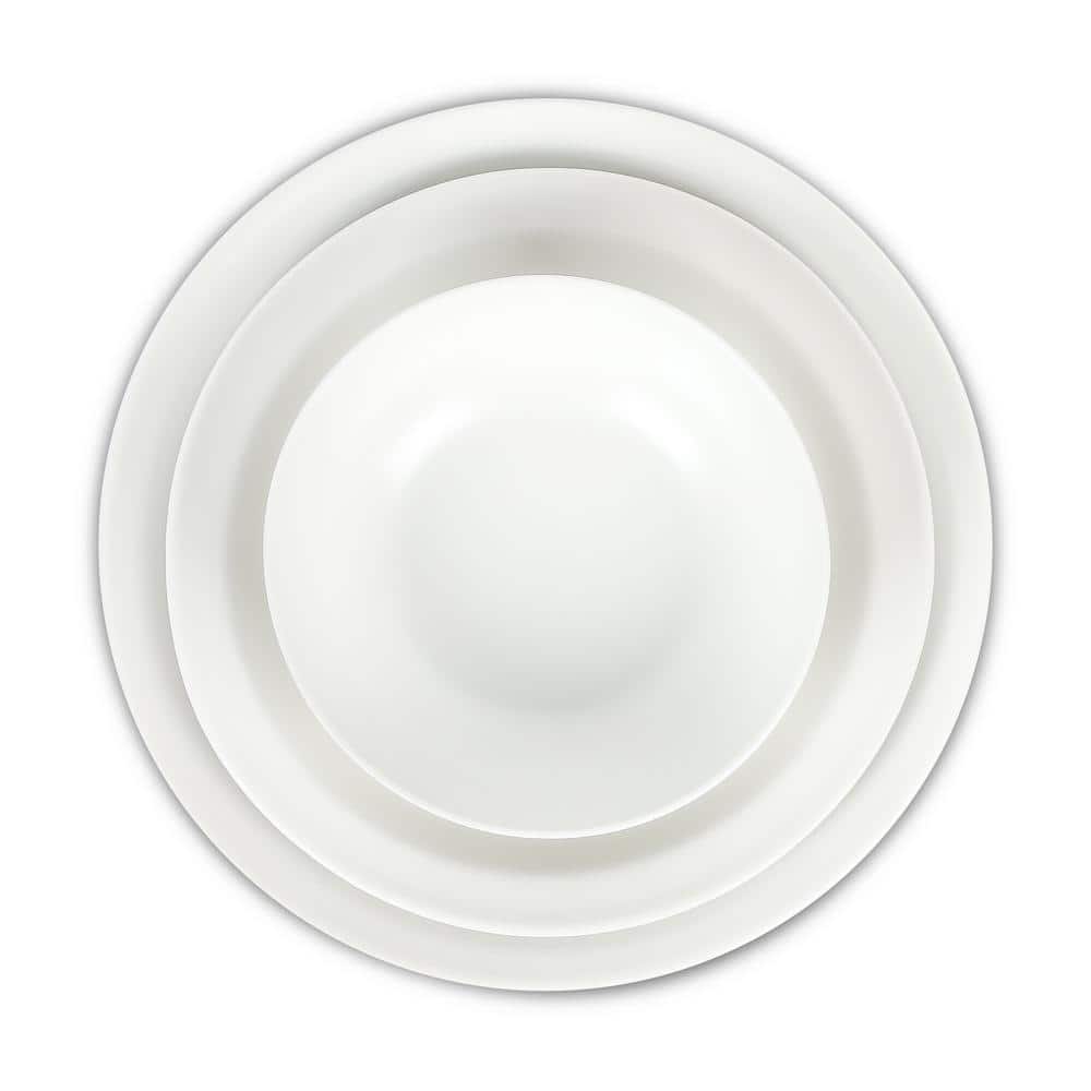 Orbit 24-Piece White Stoneware Dinnerware Set (Service for 8) - Hercitys