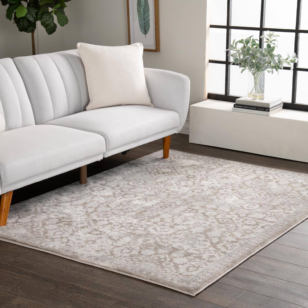 Skyline Light Brown/Beige 5 ft. x 7 ft. Floral Area Rug - Hercitys