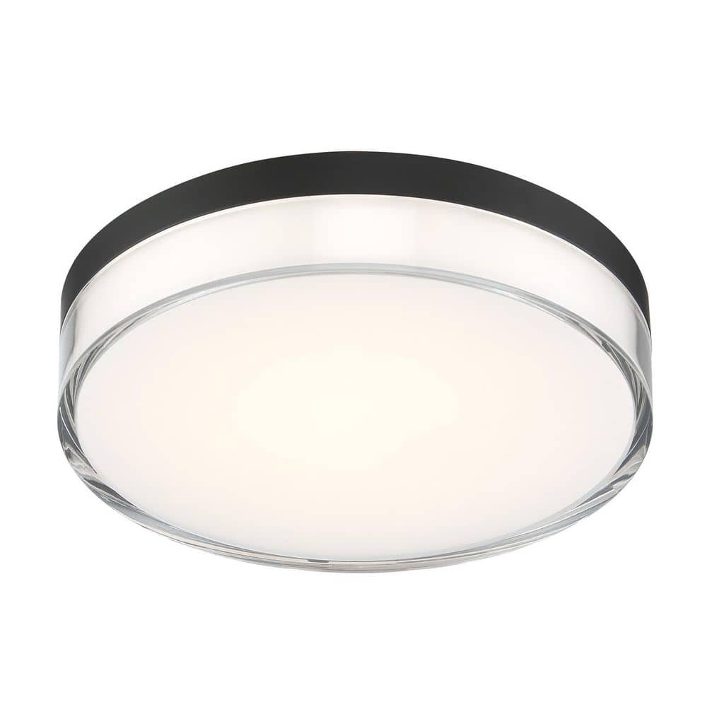 Vantage 7 in. 1-Light Black LED Flush Mount with Acrylic Shade - Hercitys