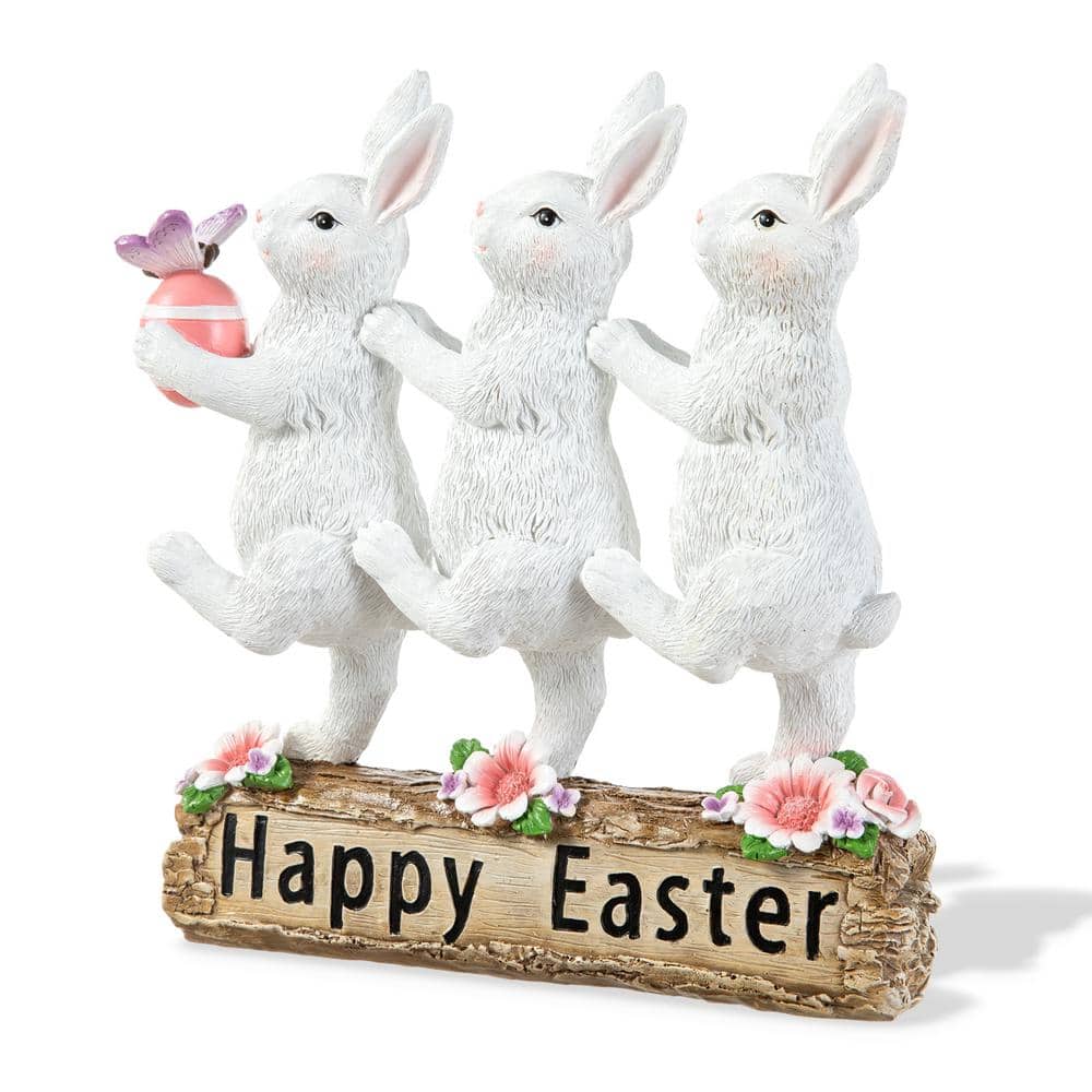 9.25 in. H Easter Resin Triple Bunny Table Decor - Hercitys