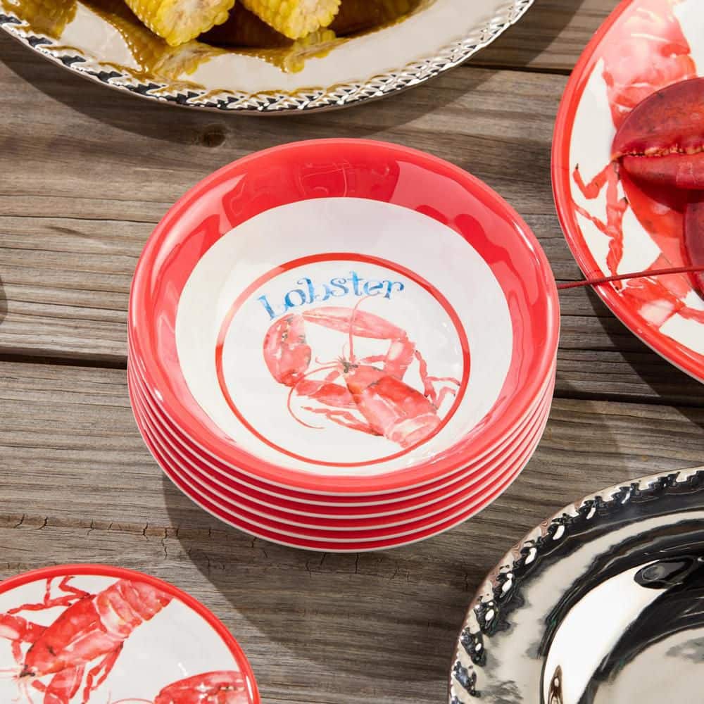Beach House Lobster 22 fl. oz. Multi-Colored Melamine All Purpose Bowl (Set of 4) - Hercitys