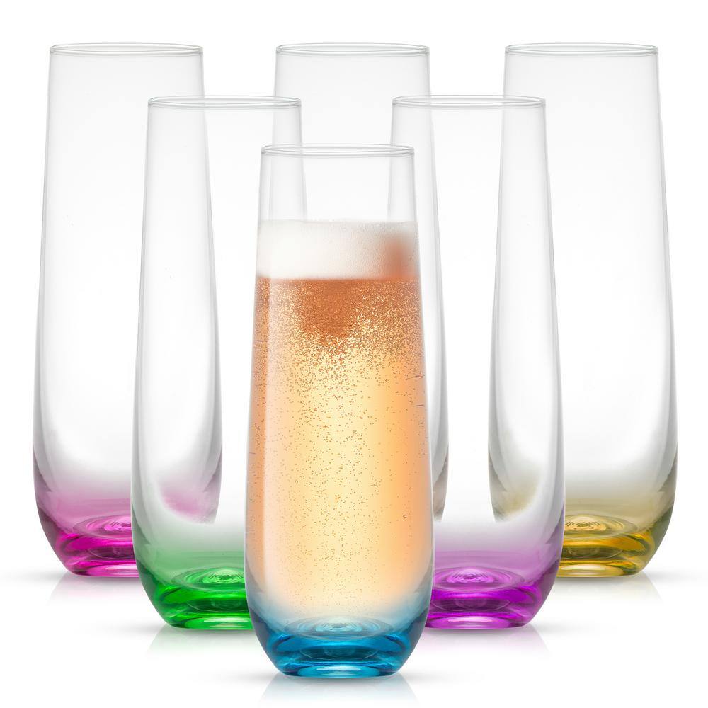 Hue 9.4 oz. Ombre Multi-Color Stemless Champagne Flute Glass Set (Set of 6) - Hercitys