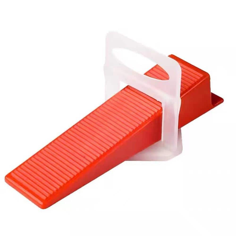 Tile Leveling Systems – 300-Pack 1.4 in. W Red ABS Plastic Leveling Clips and 100 pcs Reusable Wedges - Hercitys