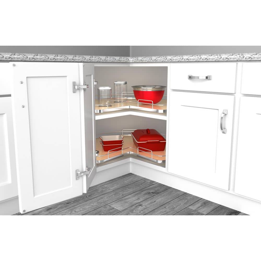 Solid Surface Kidney-Shaped Lazy Susan for Corner Base Cabinet w/ Swivel Bearing - Hercitys