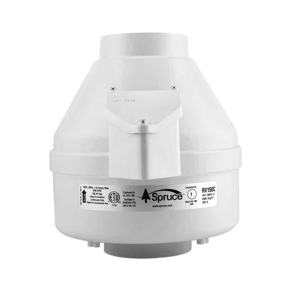RV150 140 CFM 4 in. Inlet and Outlet Inline Ventilation Fan in White - Hercitys
