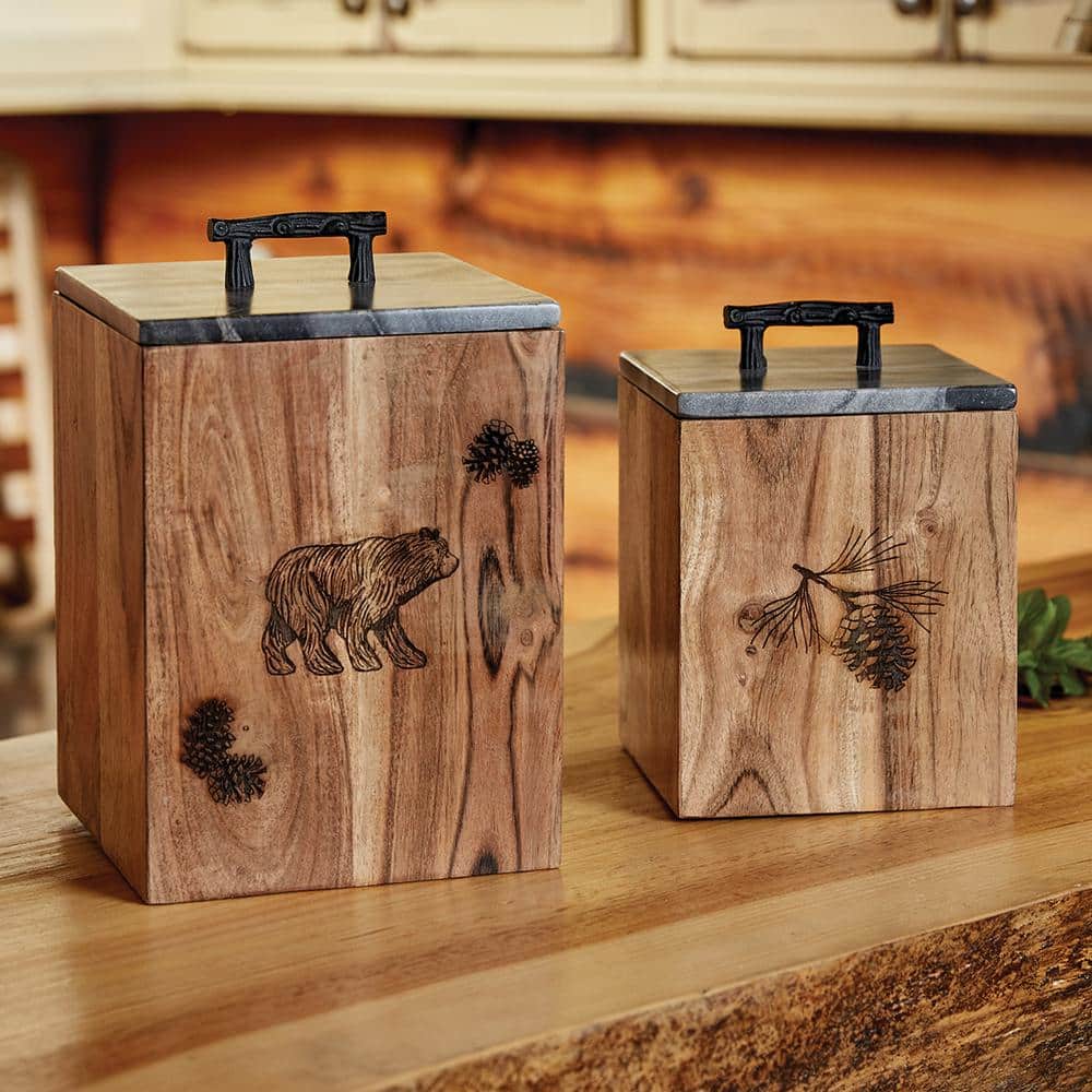 Rustic Wood Large Canister - Hercitys