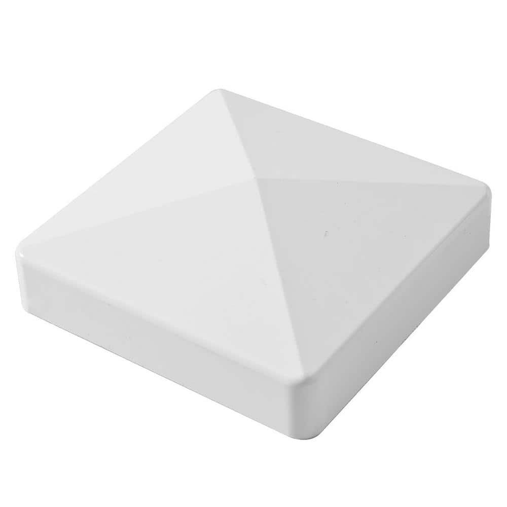 95 in. x 5 in. Rail Line Post for White Vinyl Routed Fence Kit Caps Included (Set of 2) - Hercitys