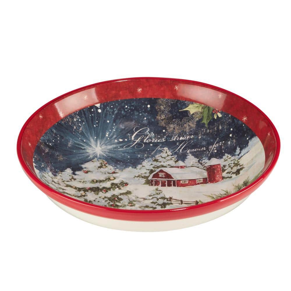 Silent Night 13 in. 128 fl.oz. Multi-Colored Earthenware Serving Bowl - Hercitys
