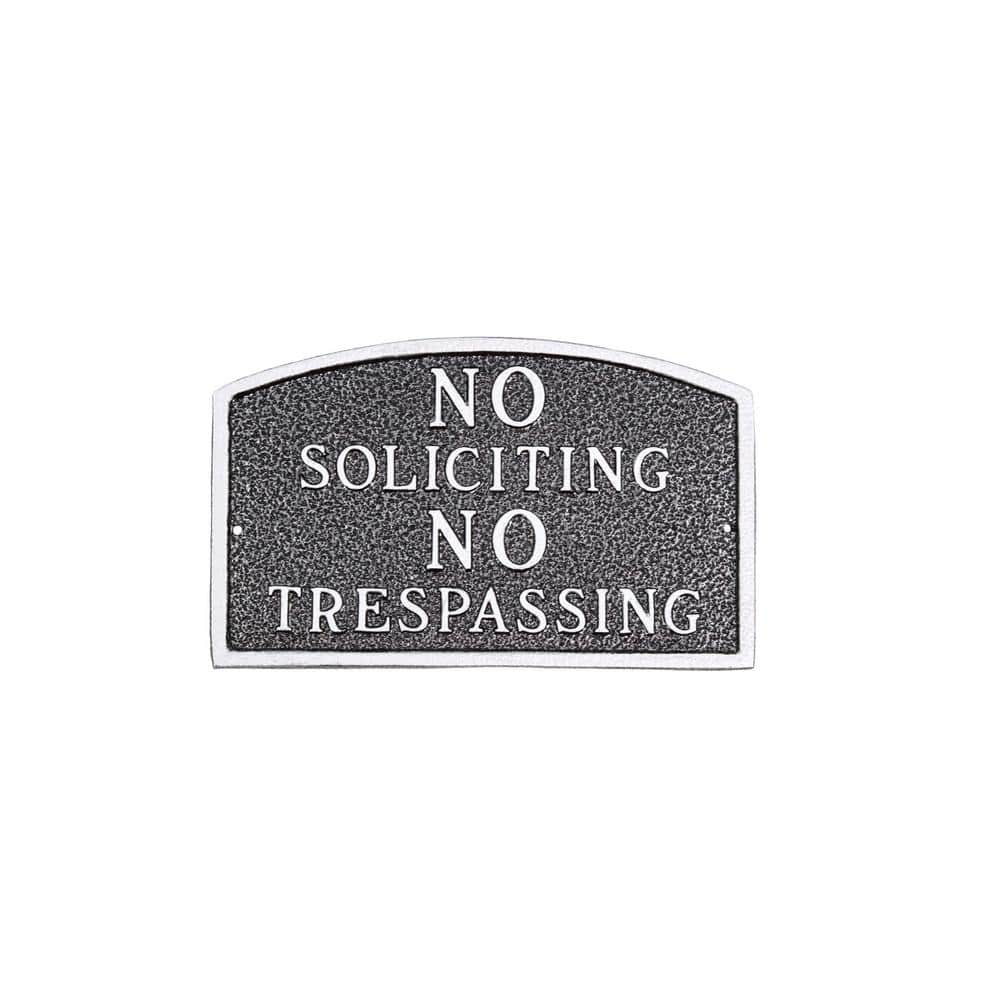 No Soliciting, No Trespassing Arch Standard Statement Plaque – Swedish Iron - Hercitys