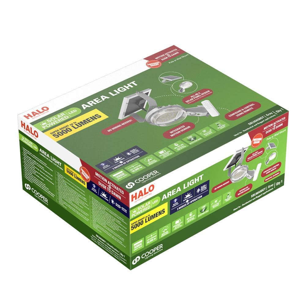 SBL 100-Watt Equivalent Integrated LED Gray MTN+D2D Outdoor Solar Barn Light, 5000 lumens at 5000K, weather resistant - Hercitys