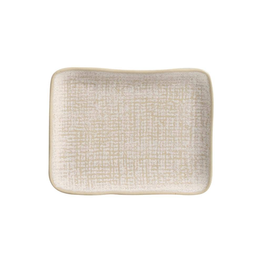 7.08 in. Latte Beige Stoneware Rectangular Platter Juta (Set of 4) - Hercitys