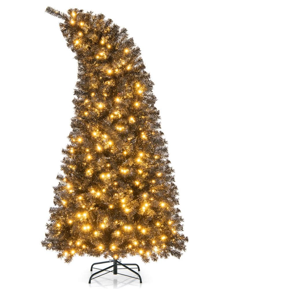 7 ft. Black Prelit LED Full Black Spruce Artificial Christmas Tree with 340 Alternating Warm White - Hercitys