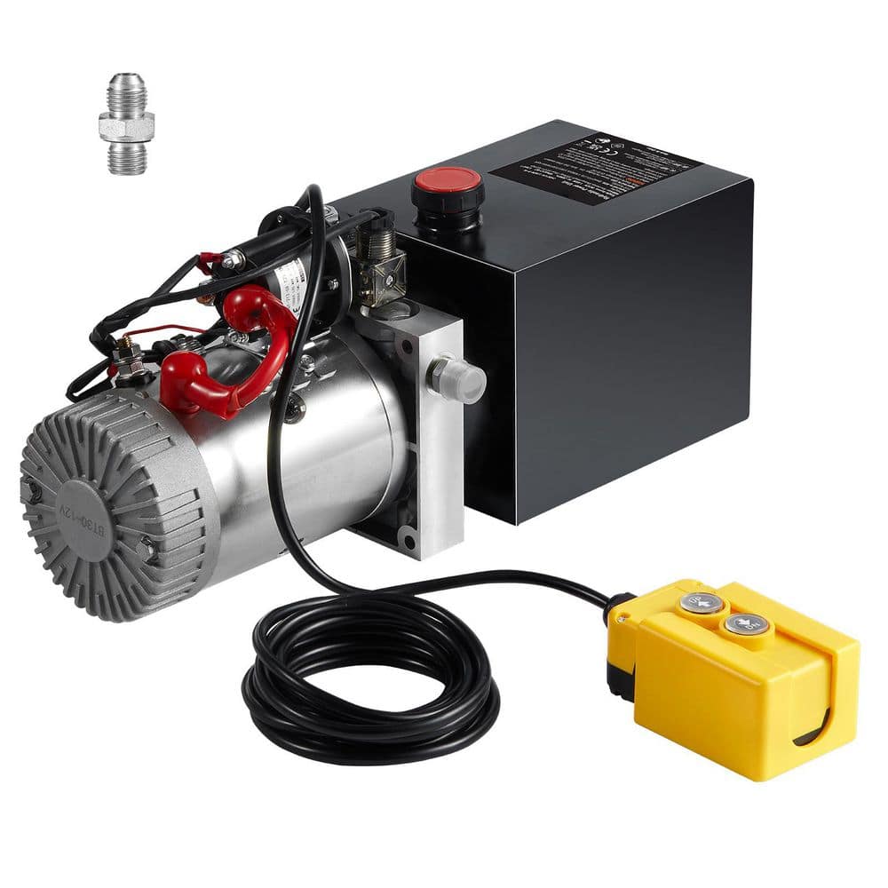 Hydraulic Pump, 4 Qt. Hydraulic Power Unit, Single Acting Dump Trailer Pump, 0.91 GPM Flow Rate, 3200 PSI Max Pressure - Hercitys