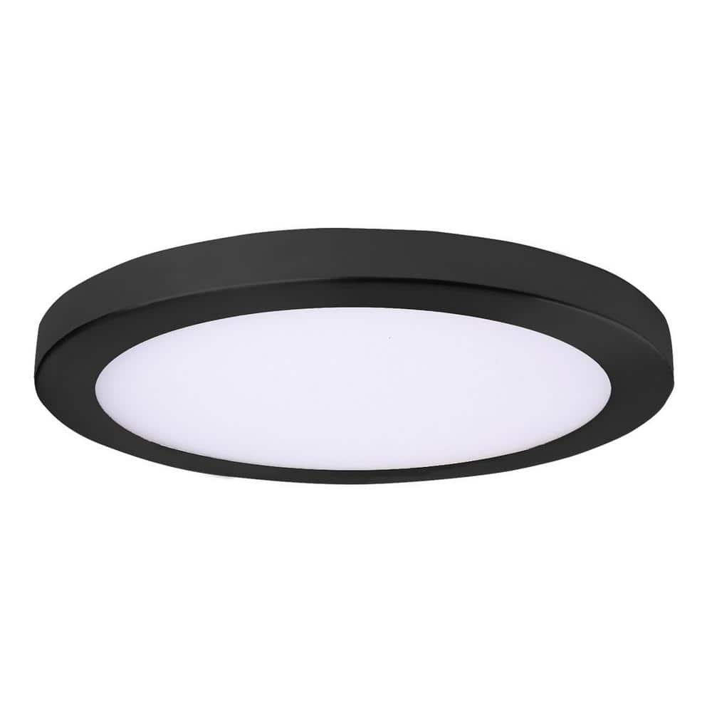 Round Slim Disk Length 11 in. Black New Construction Recessed Integrated LED Trim Kit Round Fixture 3000K Warm White - Hercitys