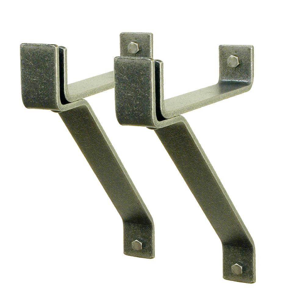 Handcrafted 12 in. Wall Brackets For Roll End Bar Hammered Steel (Set of 2) - Hercitys
