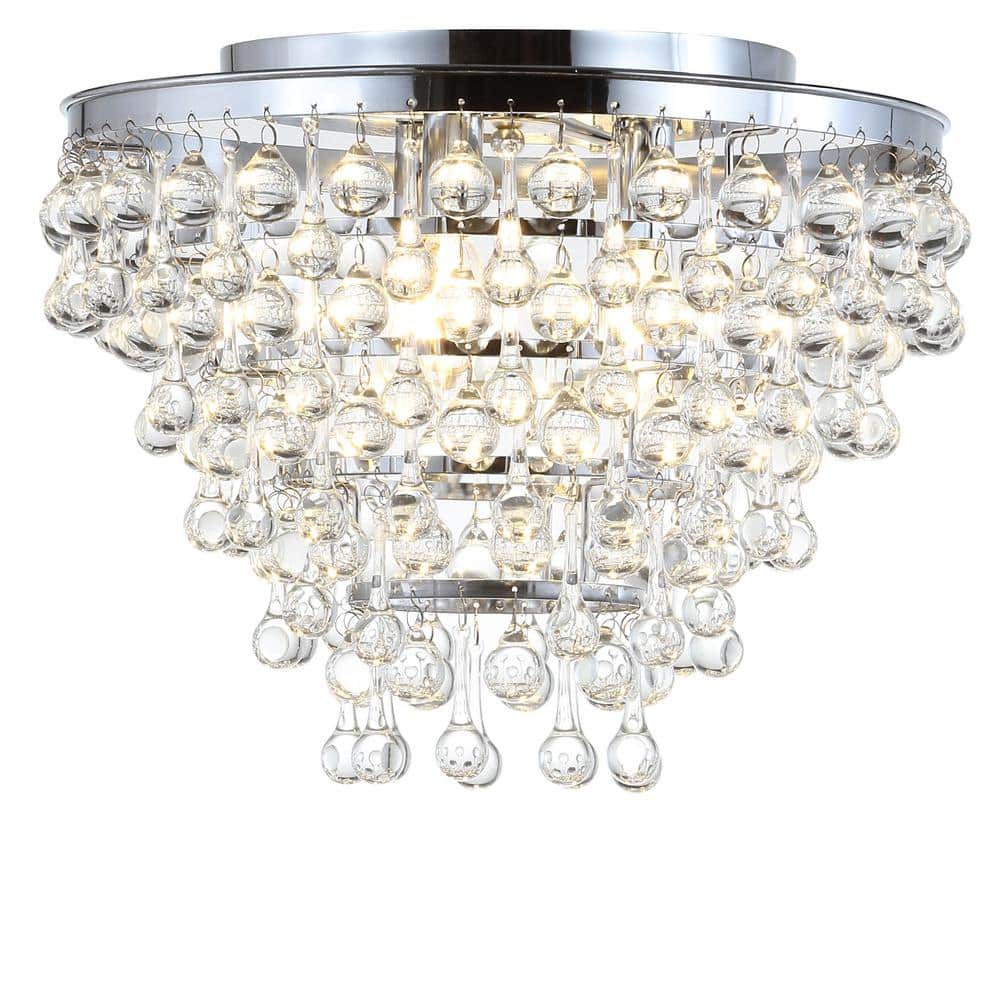 Toronto 16 in. Metal/Crystal LED Chrome Flush Mount - Hercitys