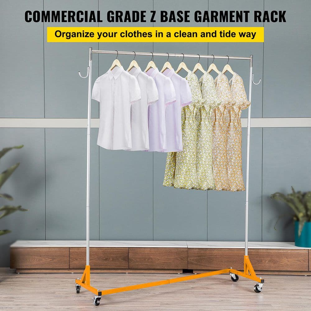 Z Rack, Industrial Grade Z Base Garment Rack, Height Adjustable Rolling Z Garment Rack, Sturdy Steel Z Base Rack Silver - Hercitys