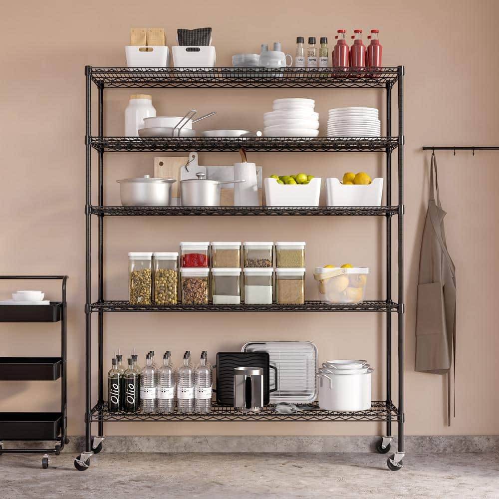 UltraDurable Black 5-Tier NSF-Certified Wire Steel Garage Storage Shelving Unit (60 in. W x 72 in. H x 18 in. D) - Hercitys