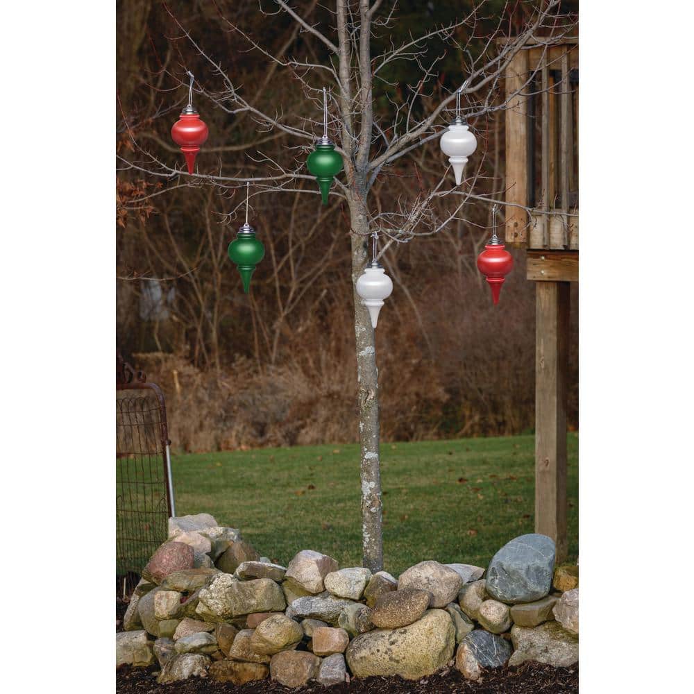 9 in. White LED Outdoor Hanging Finial Ornament - Hercitys