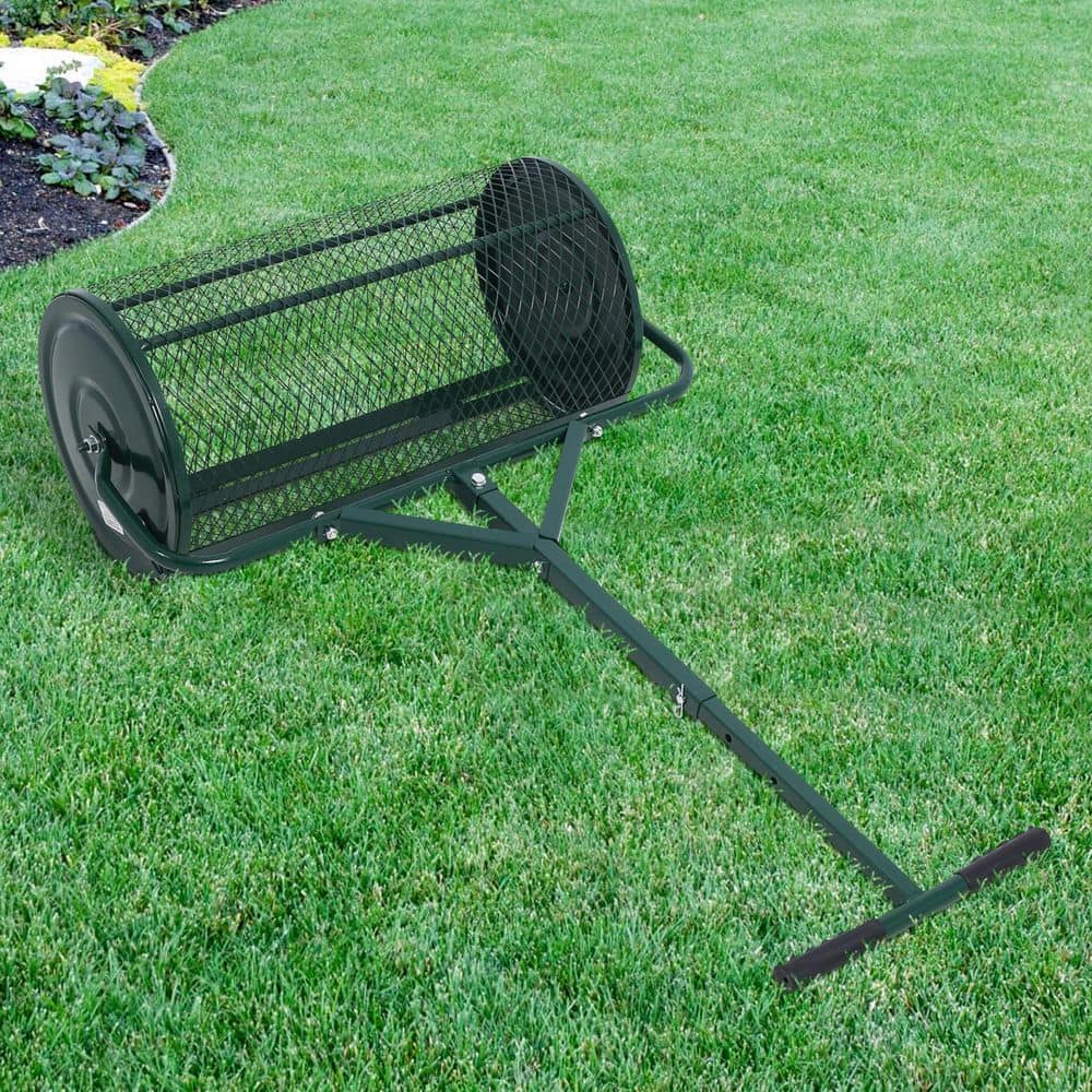 Peat Moss Fertilizer Spreader 24 in, Compost Spreader Metal Mesh for planting seeding, Manure Spreaders Roller - Hercitys