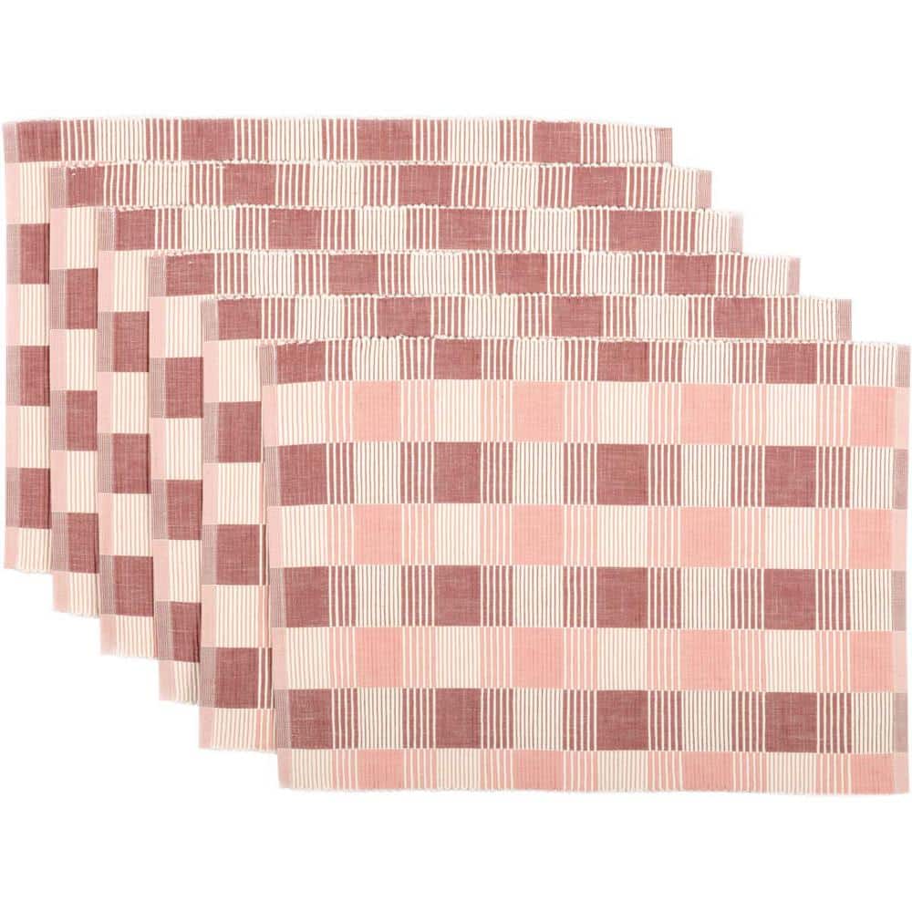 Daphne 18 in. W. x 12 in. H Pink Ribbed Cotton Placemat Set of 6 - Hercitys
