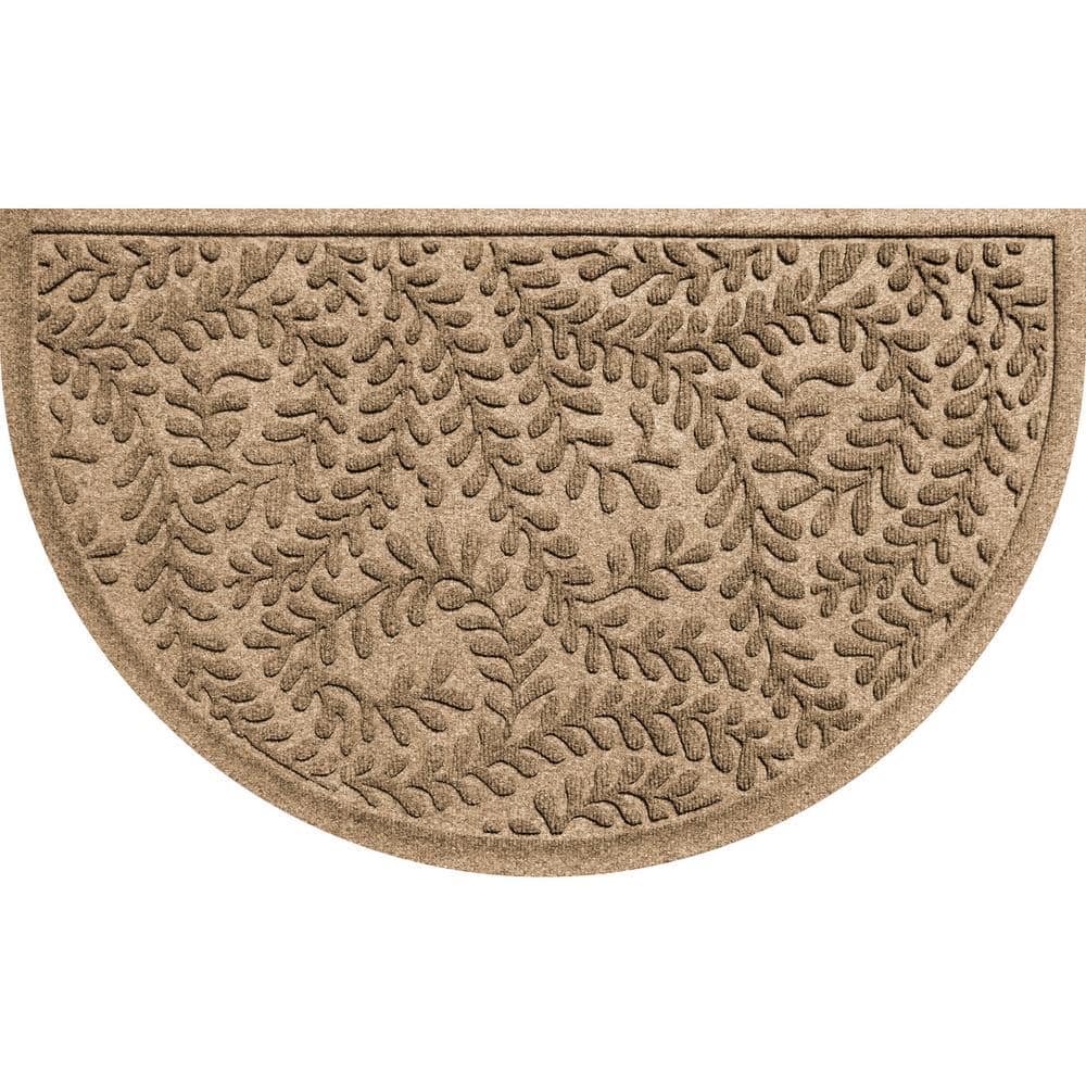 Waterhog Boxwood Camel 24 in. x 39 in. Half Round PET Polyester Indoor Outdoor Doormat - Hercitys