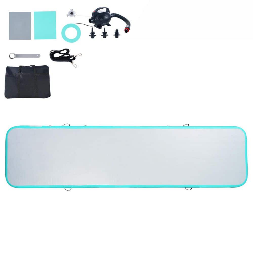 Gymnastics Air Mat, 4 in. Thickness Inflatable Gymnastics Tumbling Mat Mint Green, 156.69 in. L 39.76 in. W 42.9 sq. ft. - Hercitys