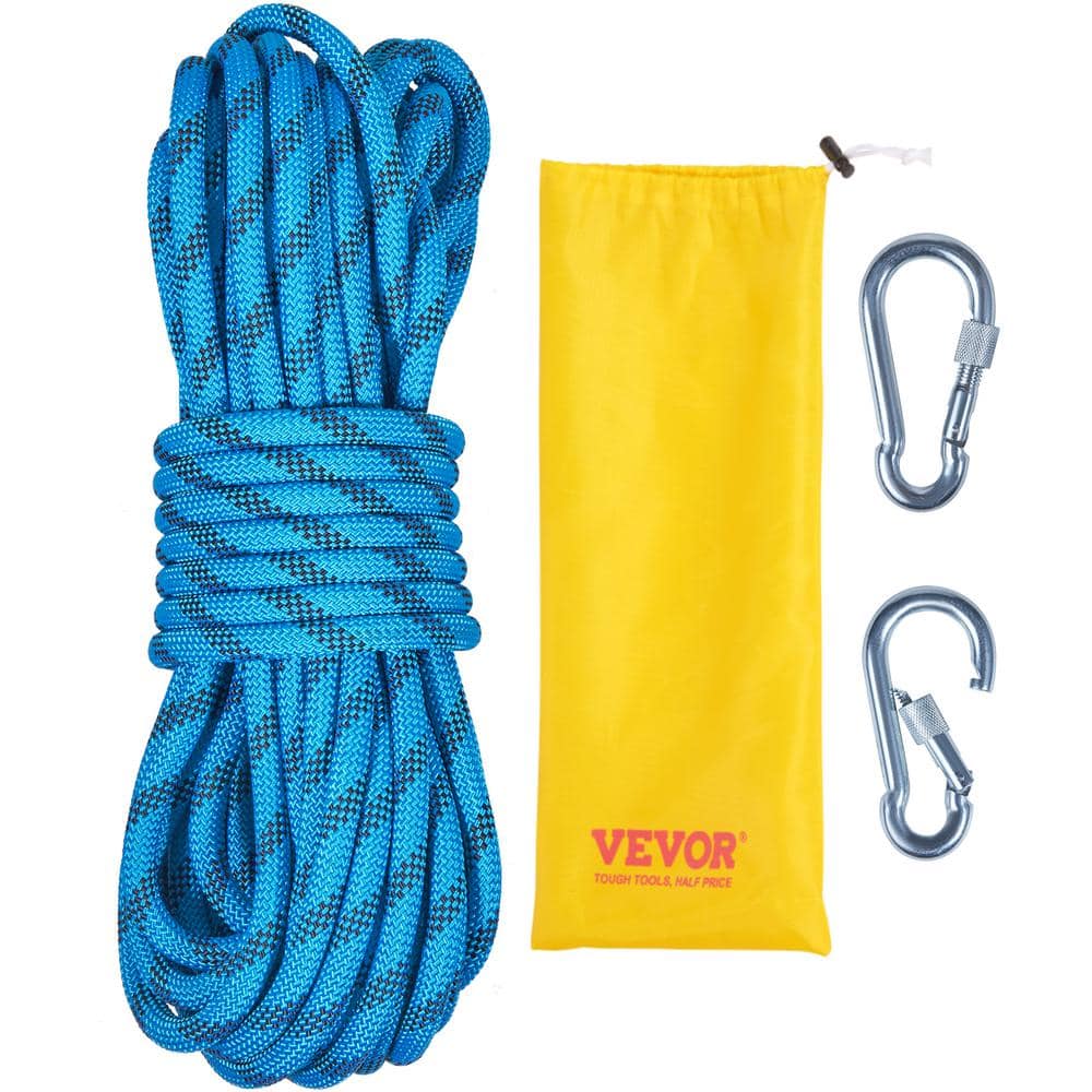 Static Climbing Rope, 64 ft. Outdoor Rock Climbing Rope with 26KN Breaking Tension, 0.4 in./10 mm High Strength Rope - Hercitys