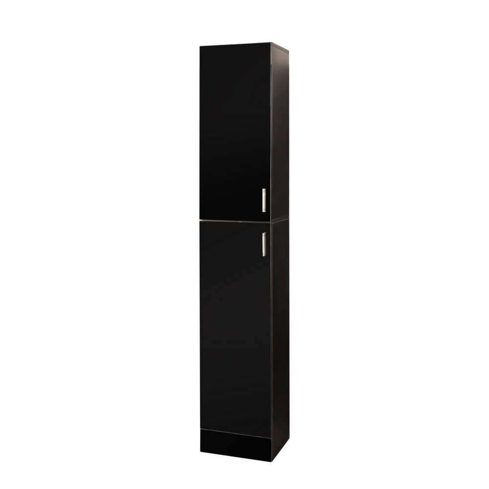 Tall Freestanding Cabinet with 2 Doors and 4 Storage Shelves in Black - Hercitys