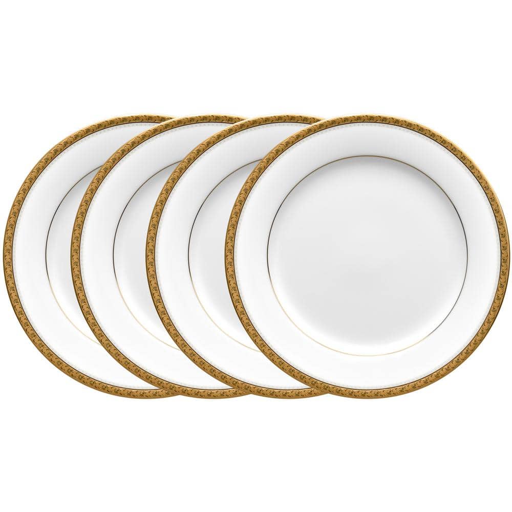 Charlotta Gold 8.25 in. (Gold) Porcelain Salad Plates, (Set of 4) - Hercitys