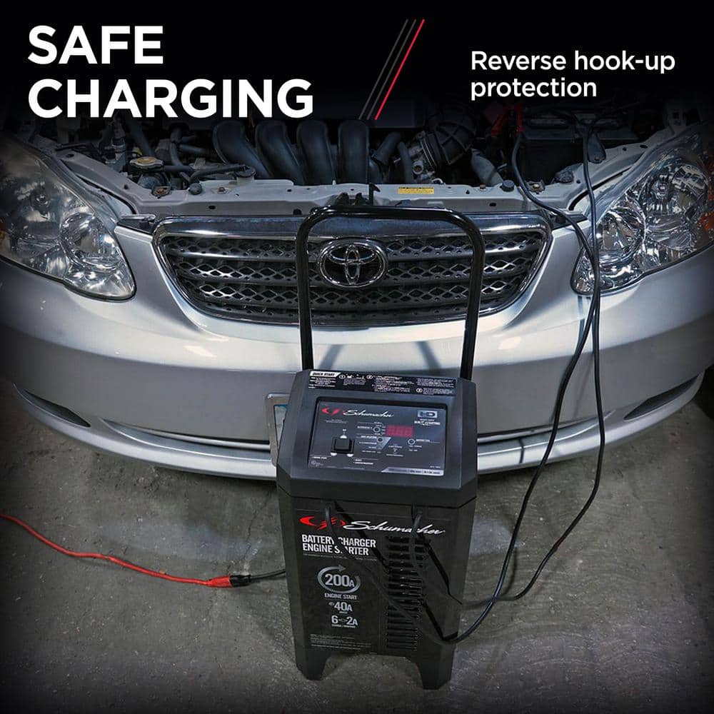 Automotive 6 Volt and 12 Volt 200 Amp Fully Automatic Wheeled Jump Starter and Battery Charger with 40 Amp Boost - Hercitys