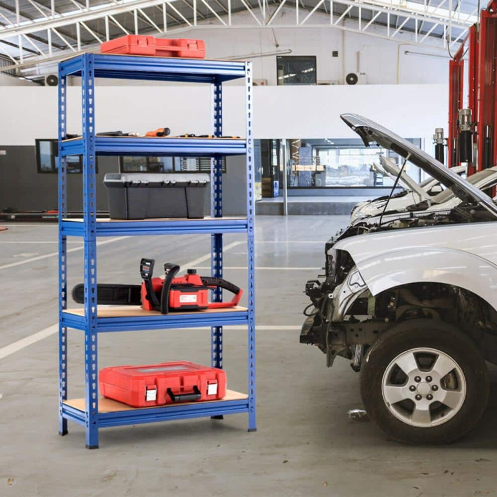 Navy Steel Heavy Duty 5-Tier Adjustable Boltless Garage Storage Shelving Unit 30 in. W x 60 in. H x 12 in. D - Hercitys
