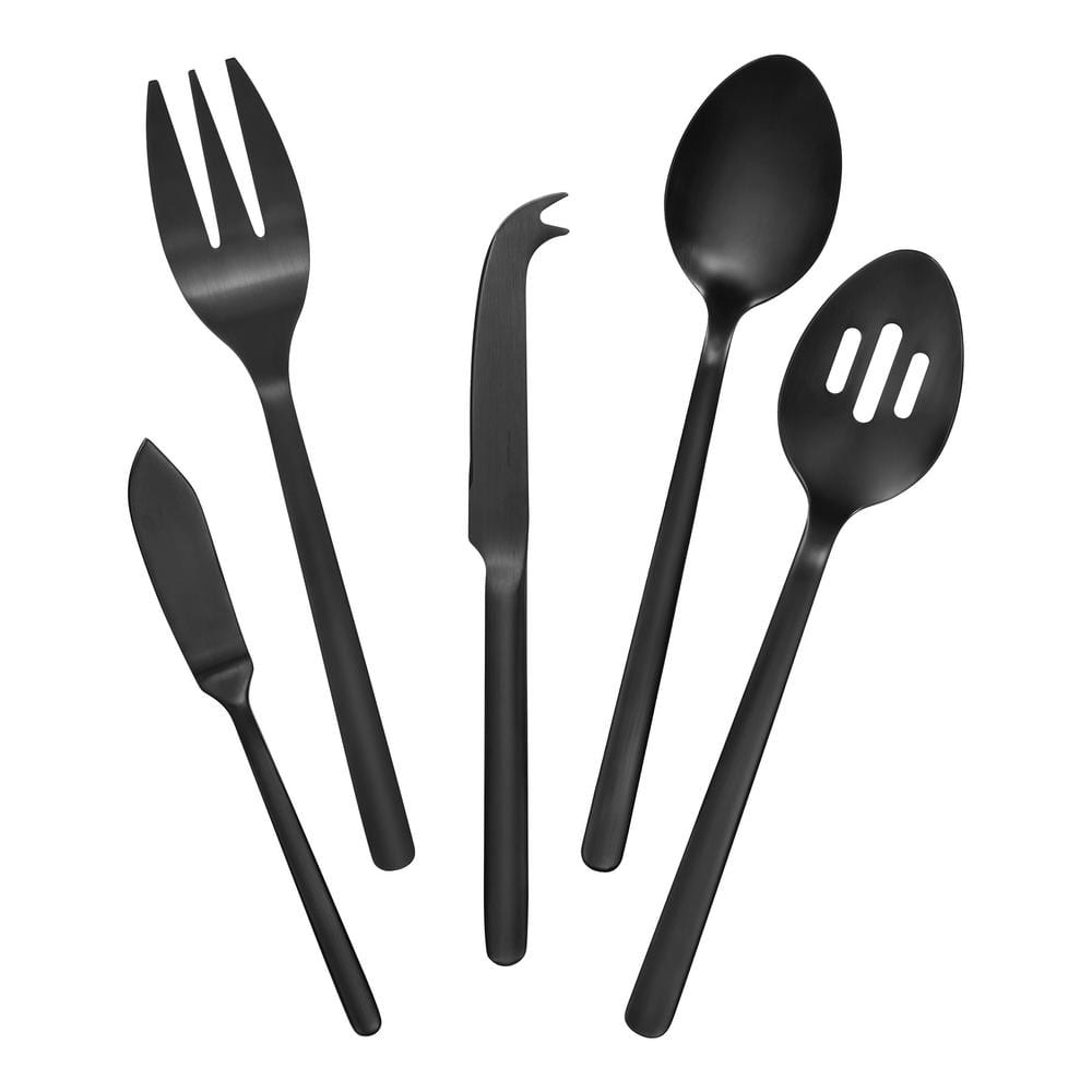 Brenner 5-Piece Matte Black Finished Serveware Set - Hercitys